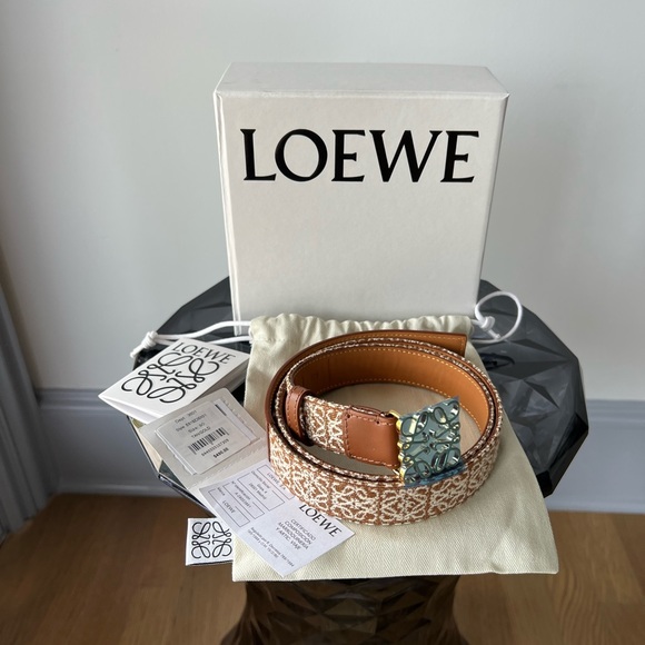 SOLD LOEWE Anagram Web Leather Buckle Belt - Picture 8 of 13